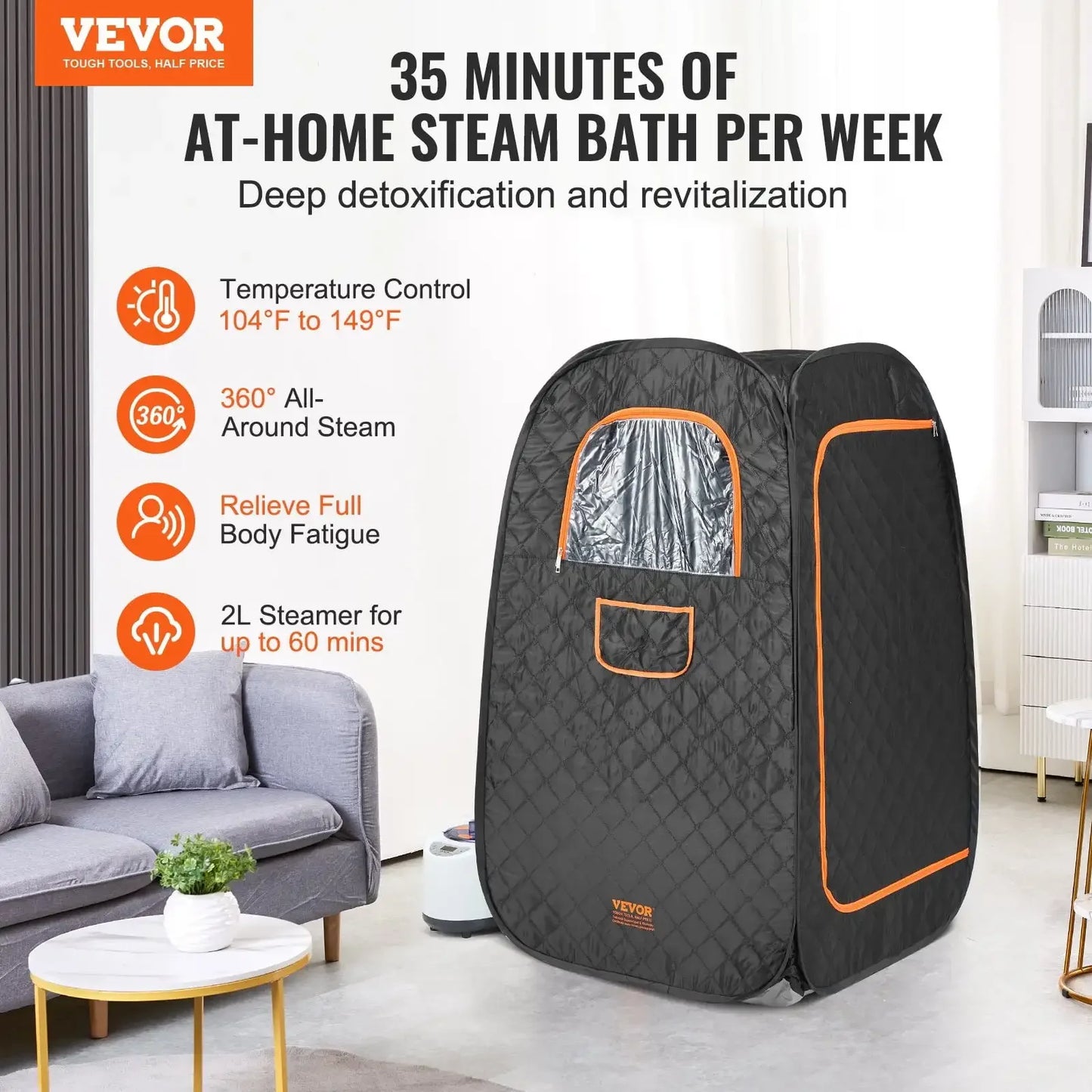 1200W Personal Steam Sauna Tent Loss Weight Detox Therapy Spa Compact