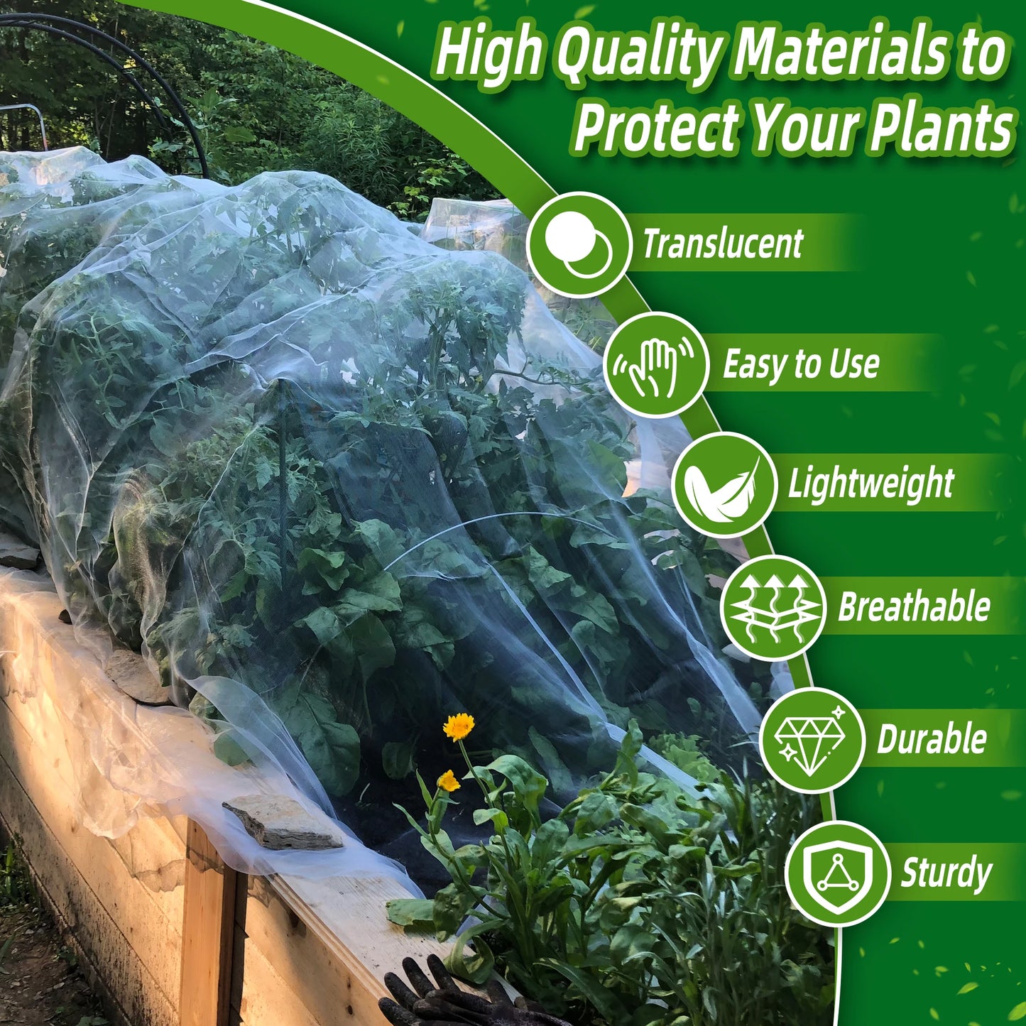 1 Pack 10×50ft Garden Netting, Ultra Fine Mesh Protective Net for Vegetables, Plants, Fruits, Flowers