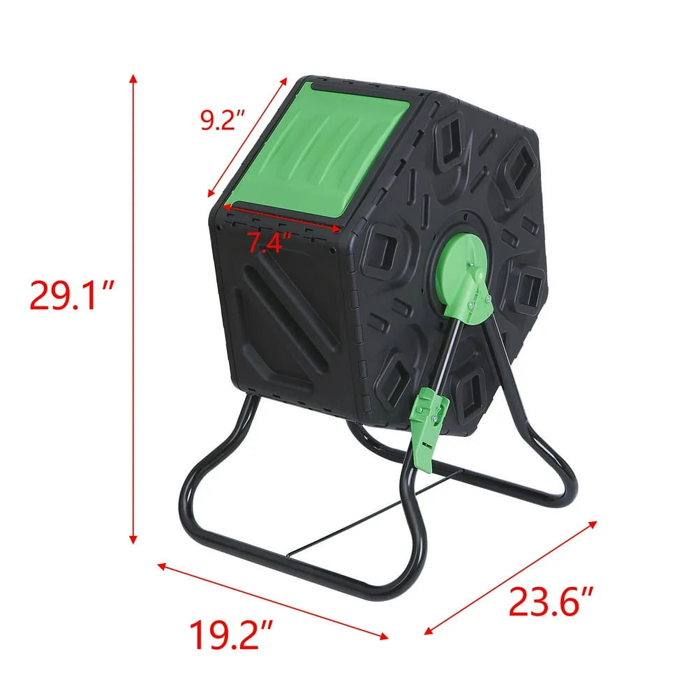 18.5Gal Outdoor Tumbling Composter Compact Compost Bin Bpa-Free Material Black