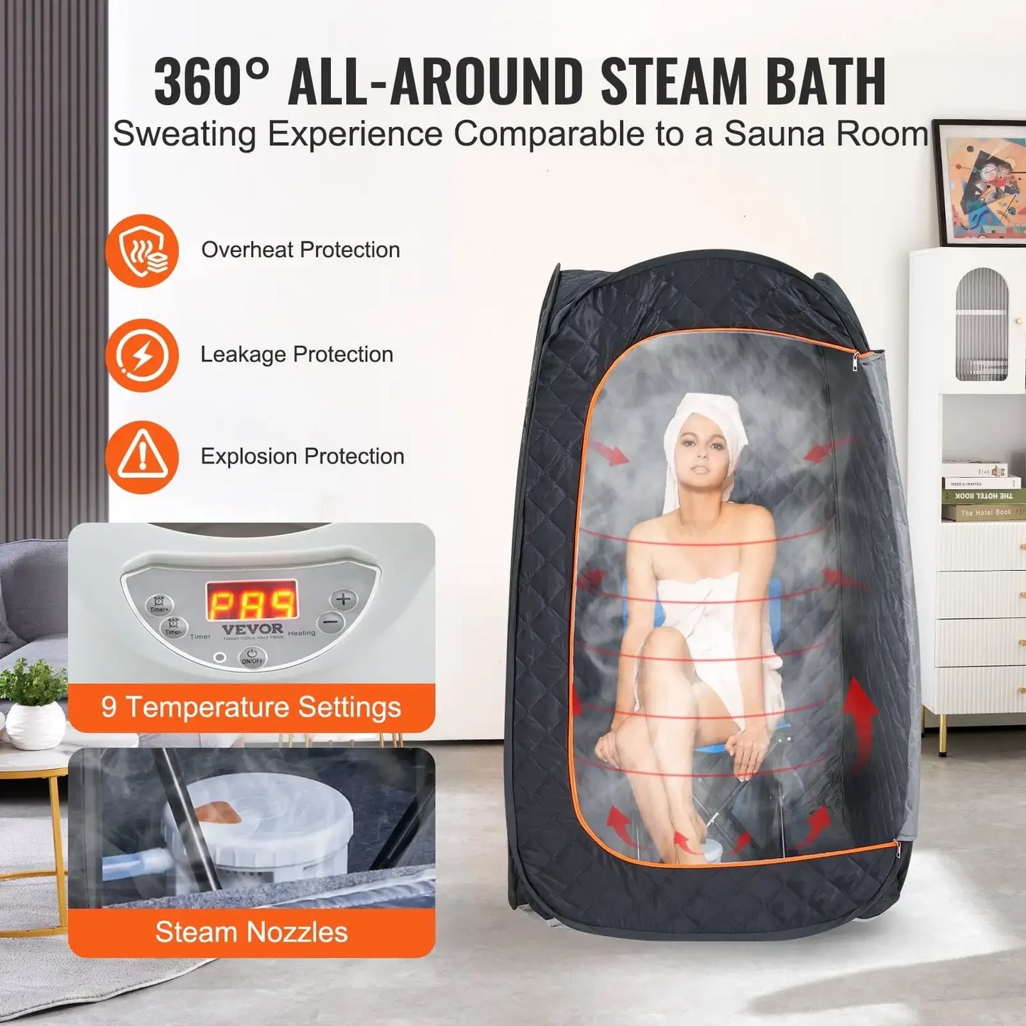 1200W Personal Steam Sauna Tent Loss Weight Detox Therapy Spa Compact