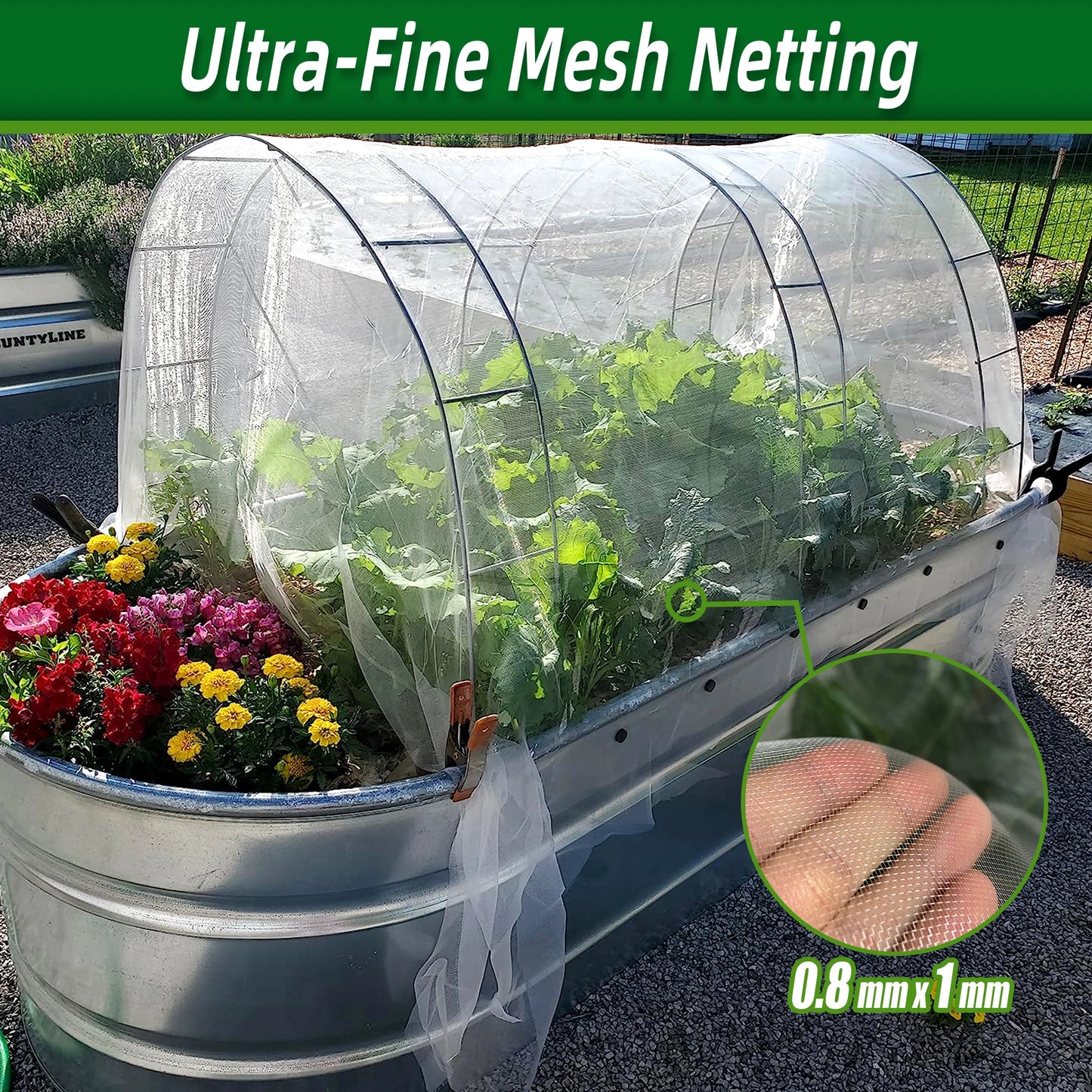 1 Pack 10×50ft Garden Netting, Ultra Fine Mesh Protective Net for Vegetables, Plants, Fruits, Flowers