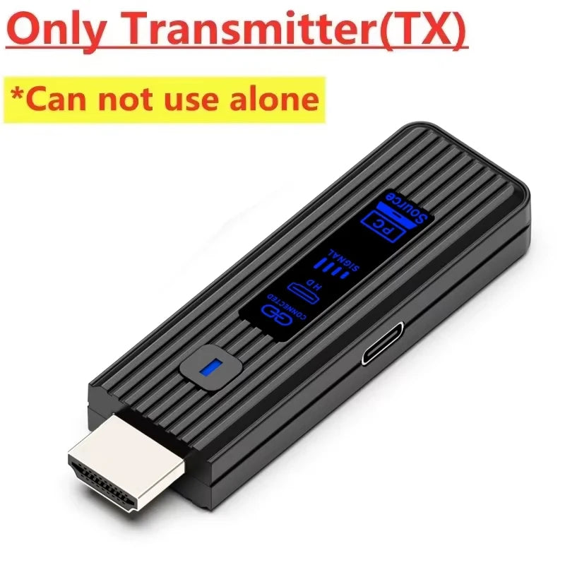 1080P 50M Wireless HDMI-Compatible Video Receiver Transmitter Extender Adapter TV Stick Dongle for Camera Laptop PC to Monitor