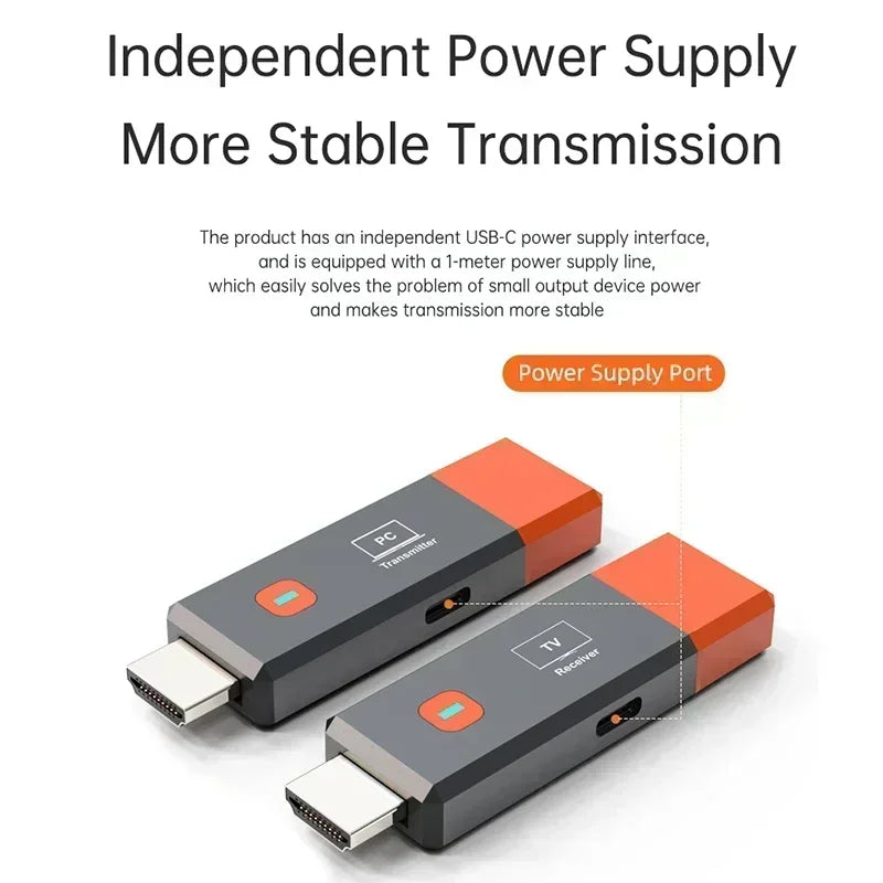1080P 50M Wireless HDMI-Compatible Video Receiver Transmitter Extender Adapter TV Stick Dongle for Camera Laptop PC to Monitor
