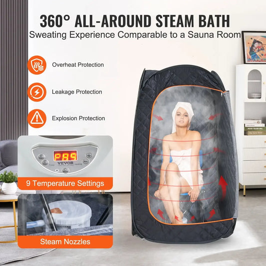 1200W Personal Steam Sauna Tent Loss Weight Detox Therapy Spa Compact
