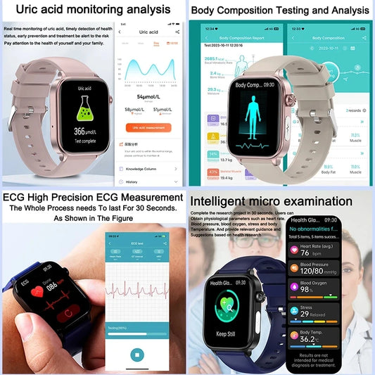 2025 New For XIAOMI ECG+PPG Blood Fat Uric Acid Health Smartwatch Men Women Heart Rate Blood Pressure Bluetooth Call Smart Watch
