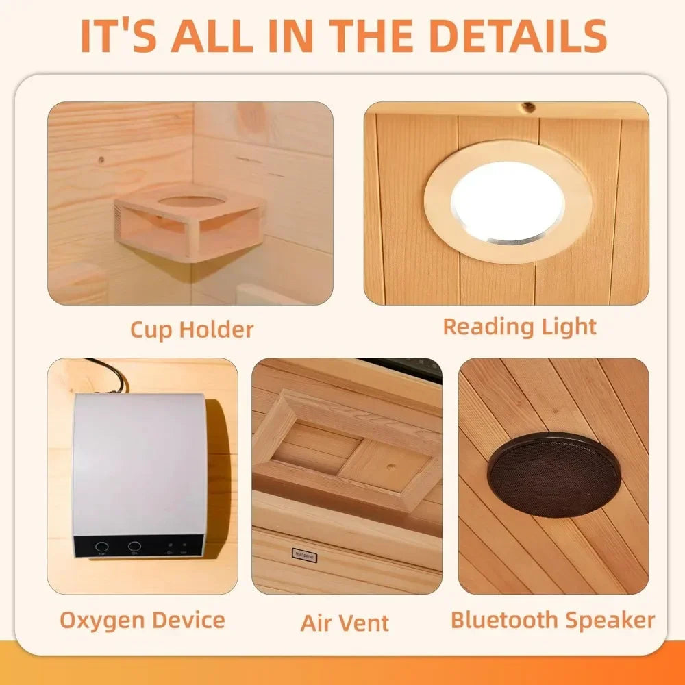 1 To 2 Person Full Spectrum Infrared Sauna for Home, Indoor Dry Sauna with Rapid Heating 4 Carbon Panels&1 Carbon Tube