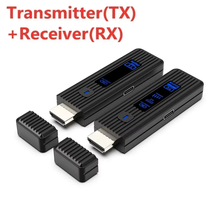 1080P 50M Wireless HDMI-Compatible Video Receiver Transmitter Extender Adapter TV Stick Dongle for Camera Laptop PC to Monitor