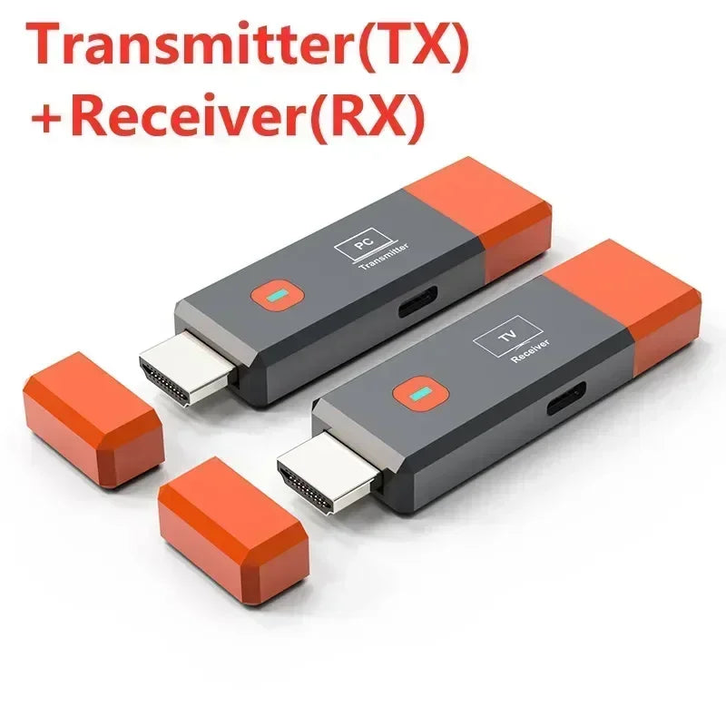1080P 50M Wireless HDMI-Compatible Video Receiver Transmitter Extender Adapter TV Stick Dongle for Camera Laptop PC to Monitor