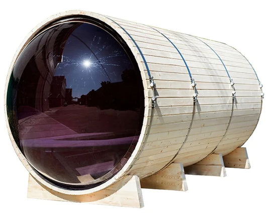 2025 Nordic Leisure Hemlock / Red Cedar Outdoor Bucket Steam Panoramic Glass Sauna Room Traditional Sauna 3-4 People