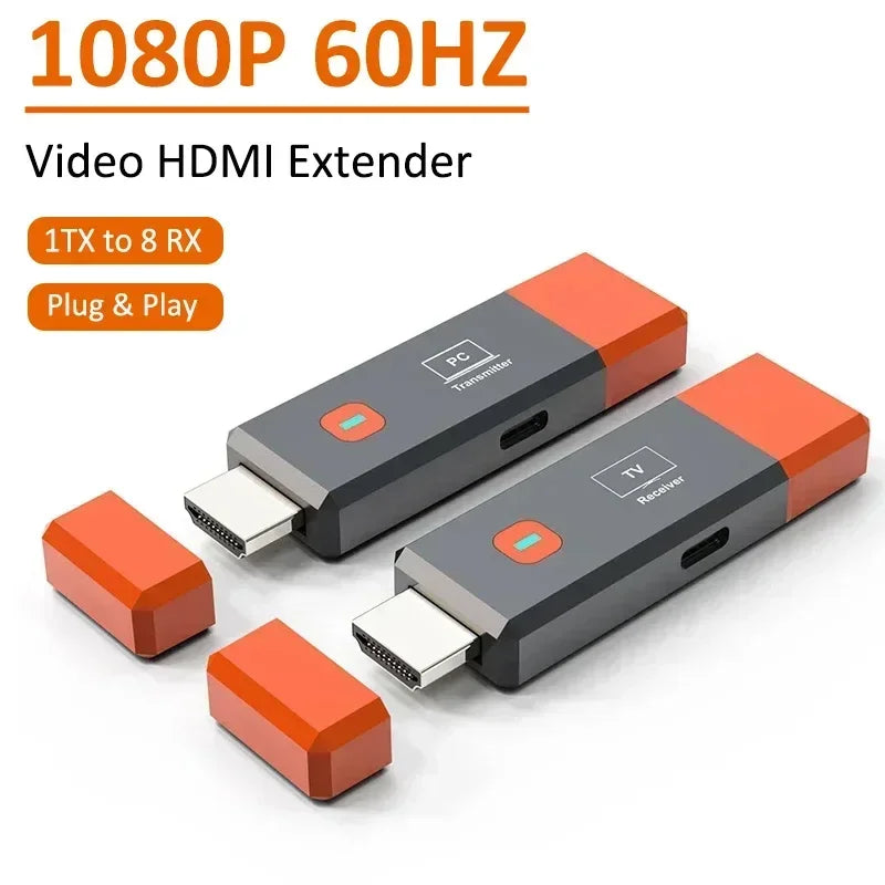 1080P 50M Wireless HDMI-Compatible Video Receiver Transmitter Extender Adapter TV Stick Dongle for Camera Laptop PC to Monitor