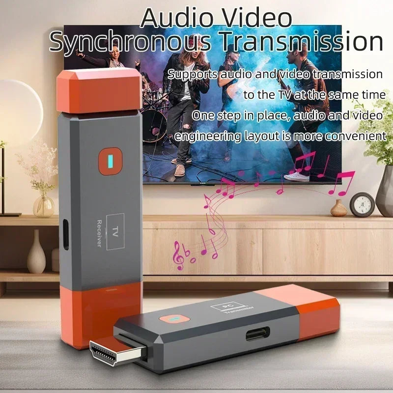 1080P 50M Wireless HDMI-Compatible Video Receiver Transmitter Extender Adapter TV Stick Dongle for Camera Laptop PC to Monitor